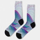 Moderne Abstracte roze blauwe turquoise Fractal Ar Sokken (Links)