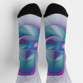 Moderne Abstracte roze blauwe turquoise Fractal Ar Sokken (Top)