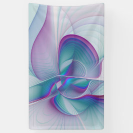 Moderne Abstracte roze blauwe turquoise Fractal Ar Spandoek