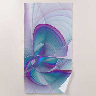 Moderne Abstracte roze blauwe turquoise Fractal Ar Strandlaken
