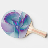 Moderne Abstracte roze blauwe turquoise Fractal Ar Tafeltennisbatje (Zijkant)