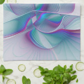 Moderne Abstracte roze blauwe turquoise Fractal Ar Theedoek (Gevouwen)