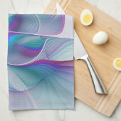 Moderne Abstracte roze blauwe turquoise Fractal Ar Theedoek (Quarter Fold)
