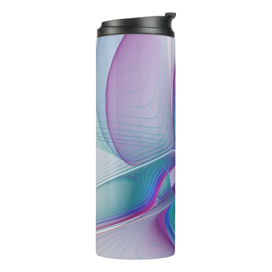 Moderne Abstracte roze blauwe turquoise Fractal Ar Thermosbeker (Gedraaid links)