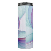 Moderne Abstracte roze blauwe turquoise Fractal Ar Thermosbeker (Achterkant)