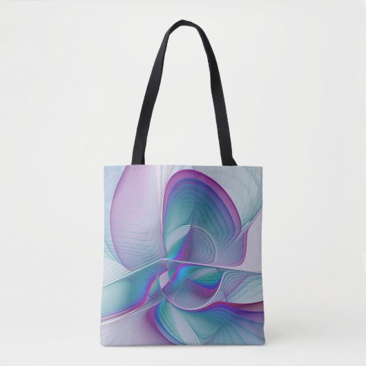Moderne Abstracte roze blauwe turquoise Fractal Ar Tote Bag (Voorkant)