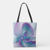 Moderne Abstracte roze blauwe turquoise Fractal Ar Tote Bag (Achterkant)