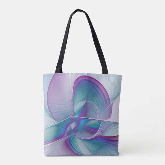 Moderne Abstracte roze blauwe turquoise Fractal Ar Tote Bag (Achterkant)