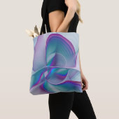 Moderne Abstracte roze blauwe turquoise Fractal Ar Tote Bag (Dichtbij)