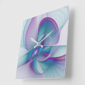 Moderne Abstracte roze blauwe turquoise Fractal Ar Vierkante Klok (Hoek)