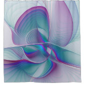 Moderne Abstracte Roze Blauwe Turquoise Fractale K Douchegordijn (Voorkant)