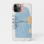 Moderne Abstracte Roze Blauwe Vormen Monogram Case-Mate iPhone Case (Achterkant)
