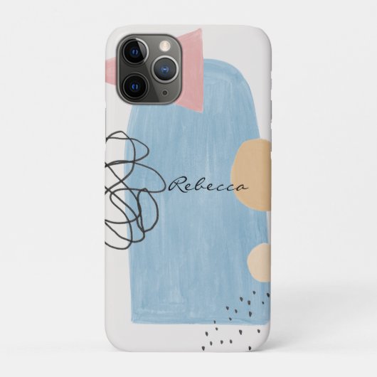 Moderne Abstracte Roze Blauwe Vormen Monogram Case-Mate iPhone Case (Achterkant)