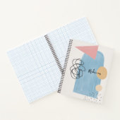 Moderne Abstracte Roze Blauwe Vormen Monogram Notitieboek (Binnen)
