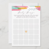 Moderne Abstracte Roze & Blauwe Waterverf Baby Bin Kaart (Voorkant)