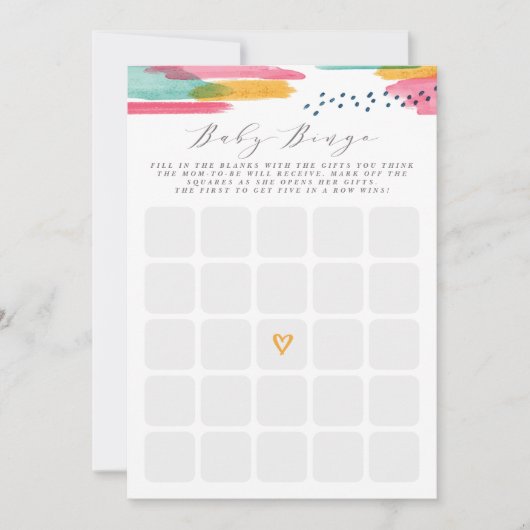 Moderne Abstracte Roze & Blauwe Waterverf Baby Bin Kaart (Voorkant)