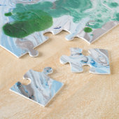 Moderne Abstracte roze blauwe witte Sjabloon Legpuzzel (Zijkant)