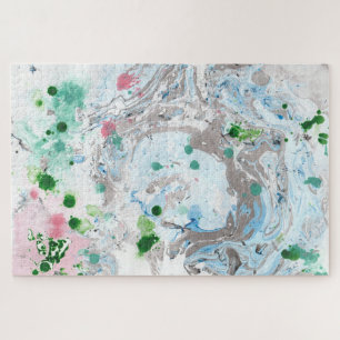 Moderne Abstracte roze blauwe witte Sjabloon Legpuzzel