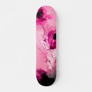 Moderne Abstracte Roze Bloemen  Persoonlijk Skateboard