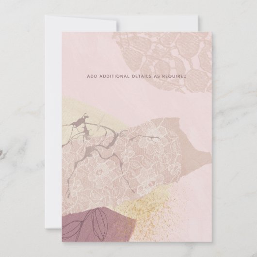 Moderne Abstracte Roze Blush Gouden Trouwkaarten (Achterkant)