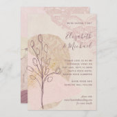 Moderne Abstracte Roze Blush Gouden Trouwkaarten (Voorkant / Achterkant)