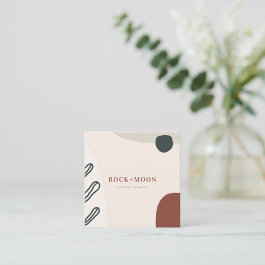 Moderne Abstracte, roze, blush organische vormen Vierkante Visitekaartje (Staand voorkant)