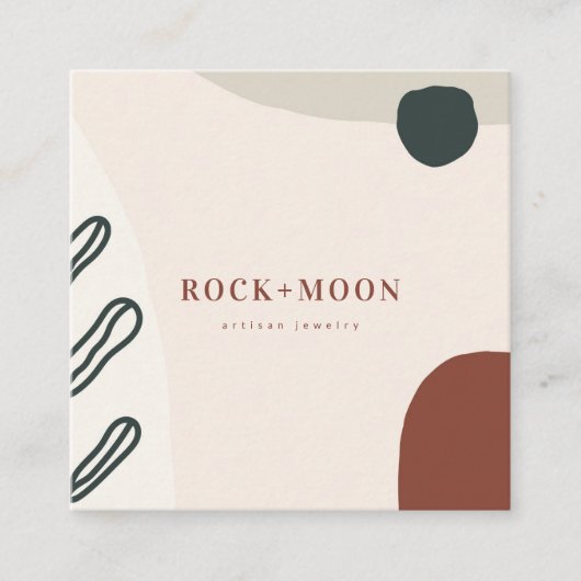 Moderne Abstracte, roze, blush organische vormen Vierkante Visitekaartje (Voorkant)