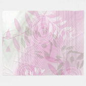 Moderne Abstracte Roze Botanische Blad Fleece Deken (Voorkant (Horizontaal))