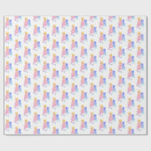 Moderne Abstracte Roze En Blauwe Gestreepte Katten Cadeaupapier (Vlak)