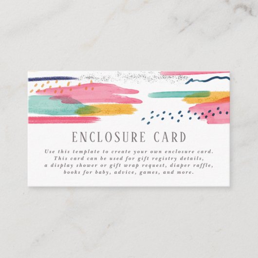 Moderne Abstracte roze en blauwe Waterverf Baby sh Informatiekaartje (Voorkant)