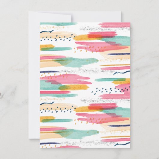 Moderne Abstracte roze en blauwe Waterverf Baby sh Kaart (Achterkant)