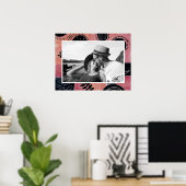 Moderne Abstracte Roze en Zwarte Botanische Foto Poster (Thuiskantoor)