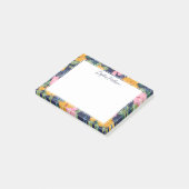 Moderne Abstracte Roze & Gele Bloemmotief Naam Post-it® Notes (Schuin)
