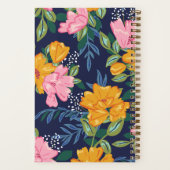 Moderne Abstracte Roze & Gele Bloemmotief Notitieboek (Achterkant)