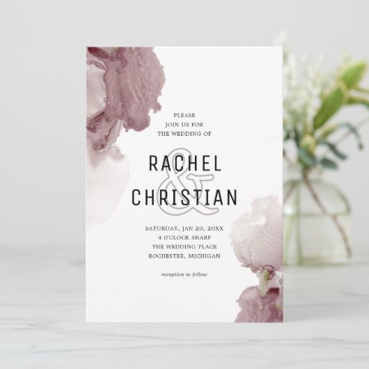 Moderne abstracte roze geode bruiloft kaart (Staand voorkant)