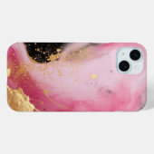 Moderne abstracte roze goud en zwarte inkt marmer Case-Mate iPhone case (Achterkant (horizontaal))