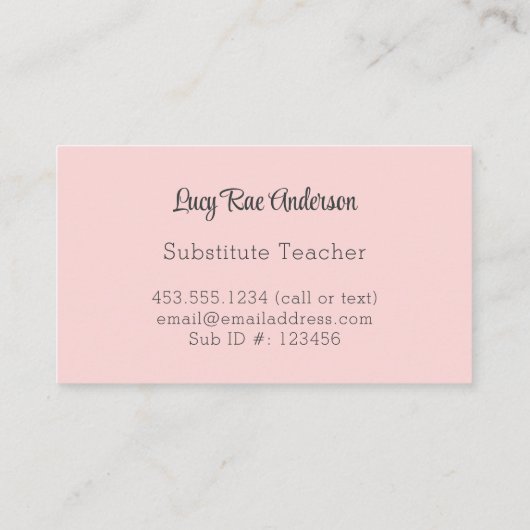 Moderne Abstracte roze grijs en groen Visitekaartje (Achterkant)