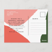 Moderne abstracte roze groene vakantie briefkaart (Achterkant)