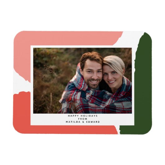 Moderne abstracte roze groene vakantie magneet (Horizontaal)