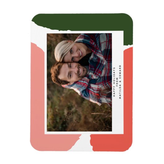 Moderne abstracte roze groene vakantie magneet (Verticaal)