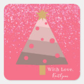 Moderne Abstracte roze kerstboom Vierkante Sticker (Voorkant)