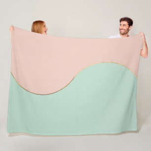 Moderne Abstracte Roze Mint Collectie Fleece Deken