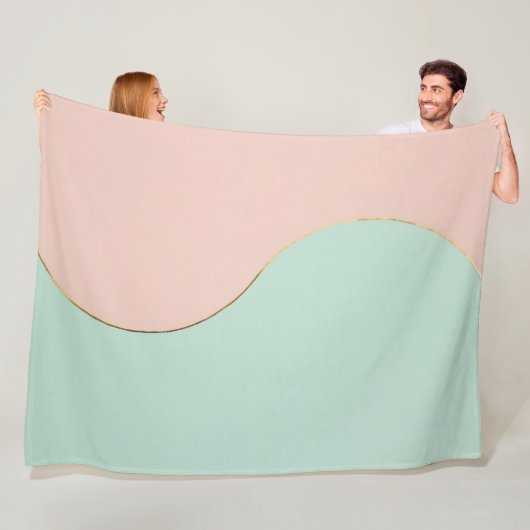 Moderne Abstracte Roze Mint Collectie Fleece Deken (In situ)