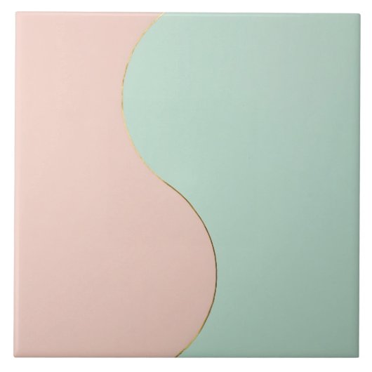 Moderne Abstracte Roze Mint Collectie Tegeltje (Voorkant)