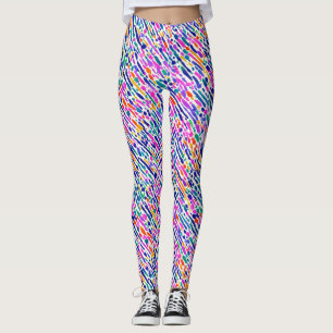 Moderne Abstracte Roze Paarse Kwaststreken Schilde Leggings