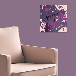 Moderne Abstracte Roze Paarse Vector Verf Splatter Poster