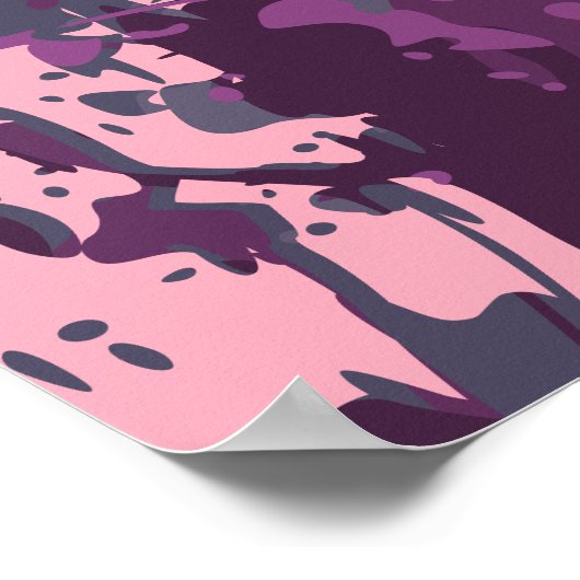 Moderne Abstracte Roze Paarse Vector Verf Splatter Poster (Hoek)