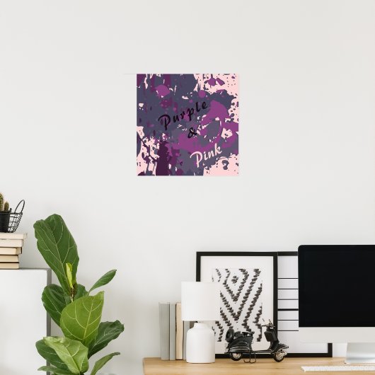 Moderne Abstracte Roze Paarse Vector Verf Splatter Poster (Thuiskantoor)
