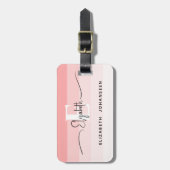 Moderne Abstracte Roze Strepen Chic Monogram Bagagelabel (Voorkant verticaal)