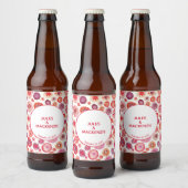 Moderne Abstracte roze Waterverf cirkels Bier Etiket (Flessen)